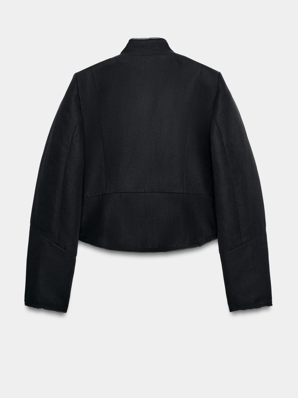 Zara NWT ZW COLLECTION cotton linen blend Black Military blazer gold Buttons - Picture 10 of 14